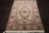 6x9 Ivory, Green, Rose Color Hand Knotted French Aubusson Savonnerie New Zealand Wool Traditional Oriental Rug